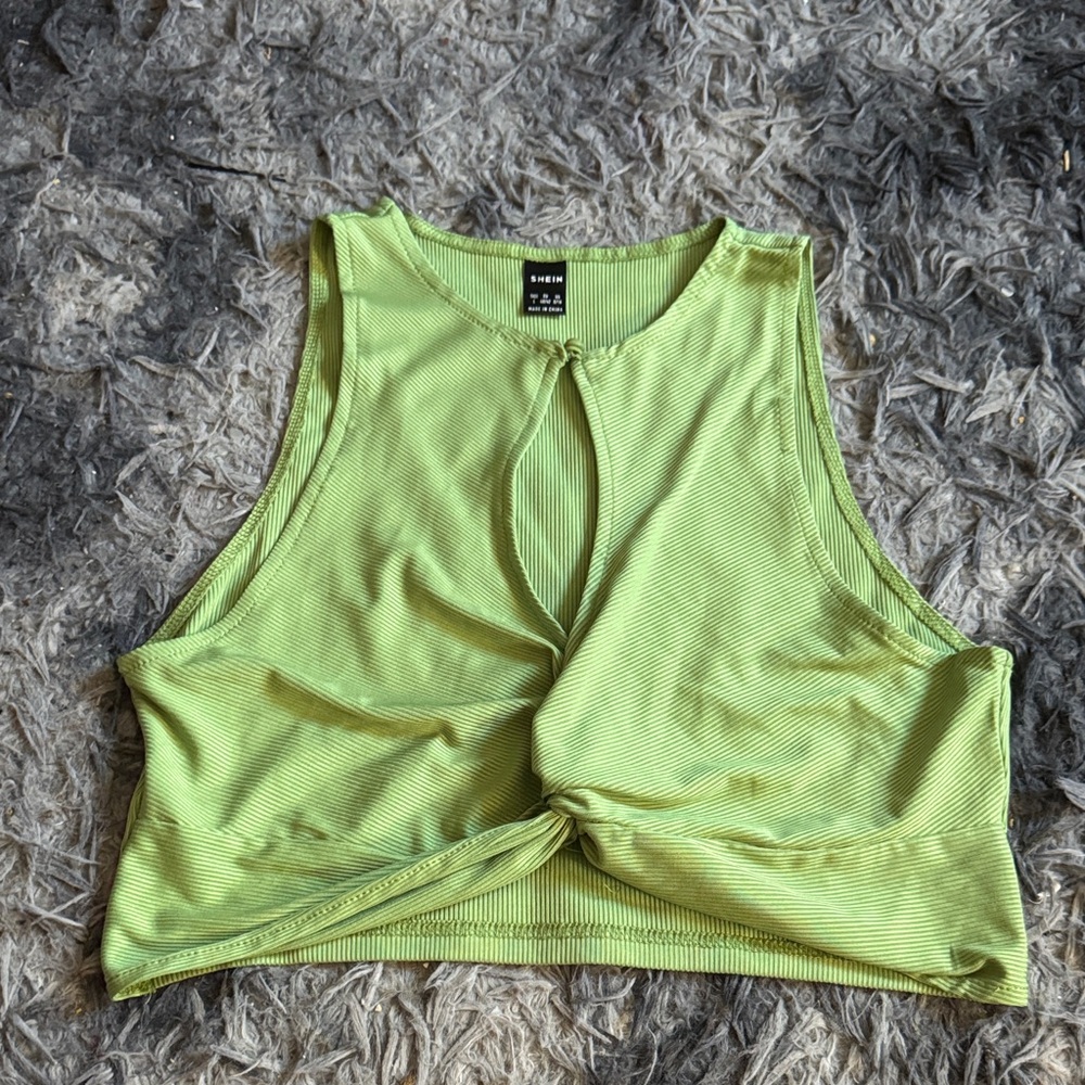 Zara Bright Green Twist Crop Top